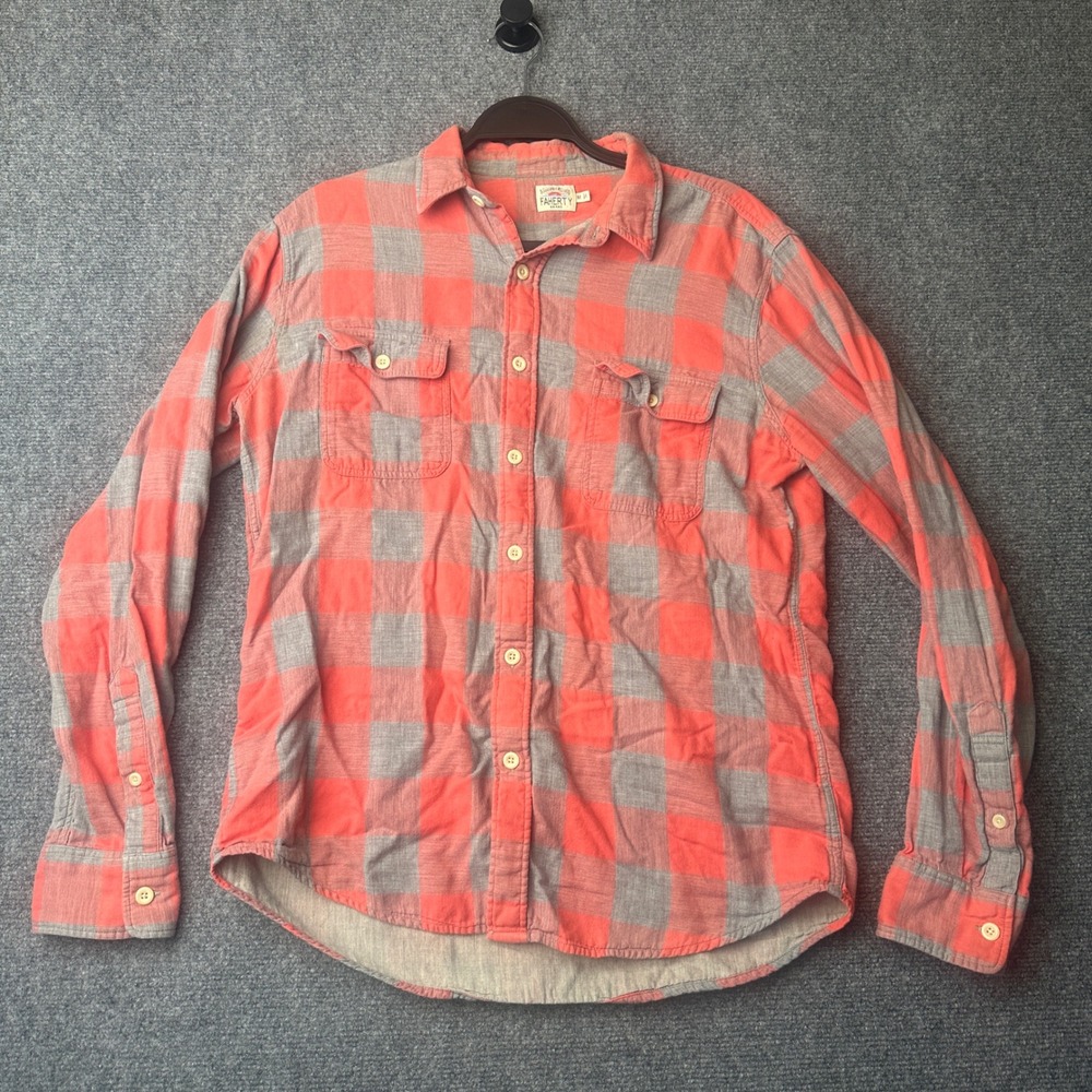 Faherty Shirt Mens Medium Red Buffalo Plaid Flannel Long Sleeve Casual Camping